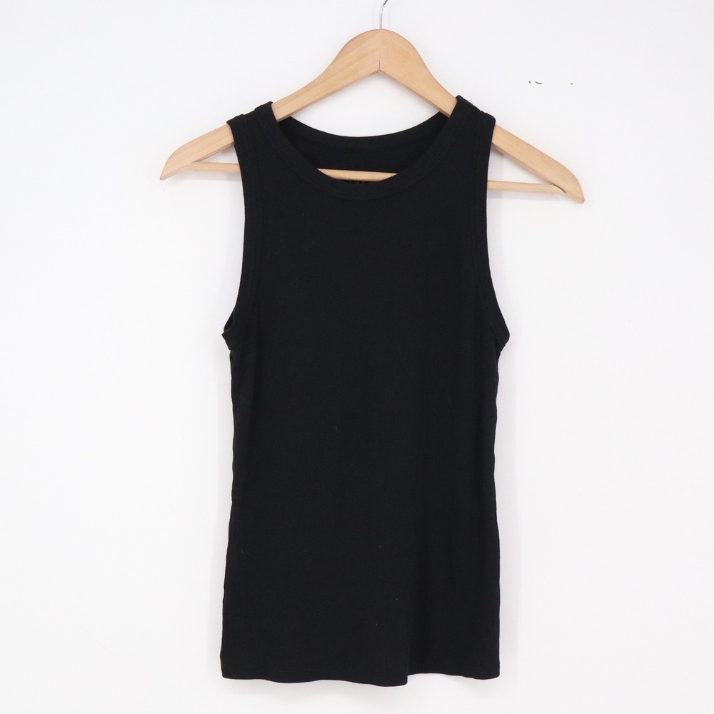 A New Day Tank Top Womens Large Ribbed Black Slim Fit Excellent